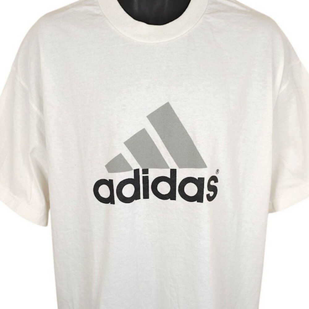Vintage Adidas T Shirt Mens Size XL White 90s Streetwear Made In USA